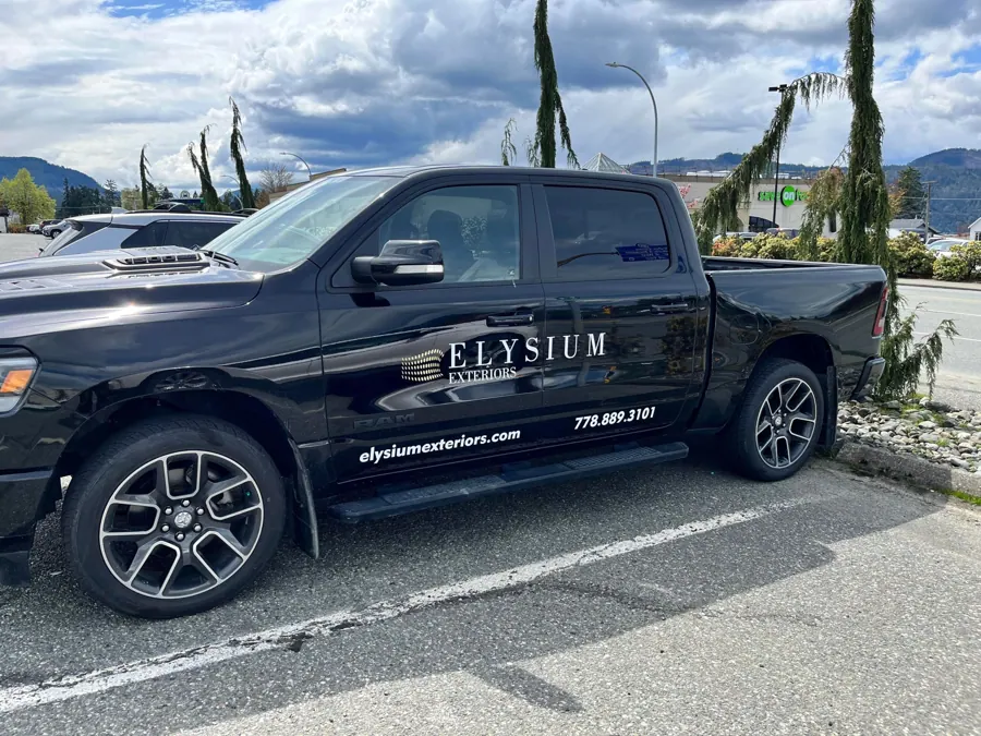 Elysium Exteriors branded pickup truck